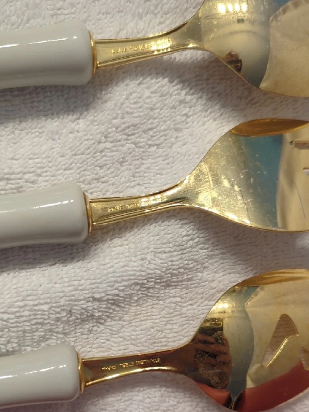 Lenox White and Gold Holiday Holly Serving Spoon & Fork Set
